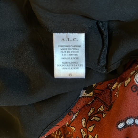 Randi Long-Sleeve Floral Silk Women's Shirtdress, Henna/Black/White Size: 8 - Picture 7 of 8